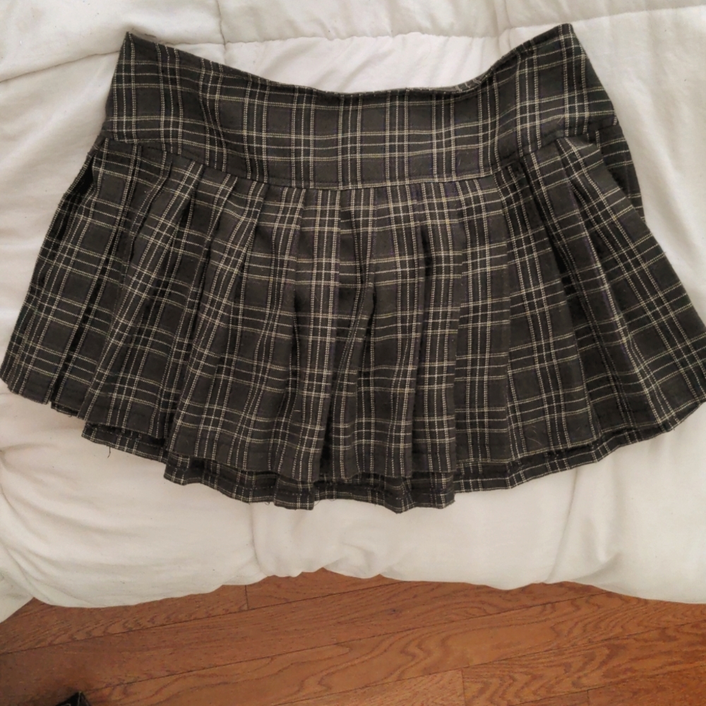 Royal Bones Plaid Pleated Mini Skirt